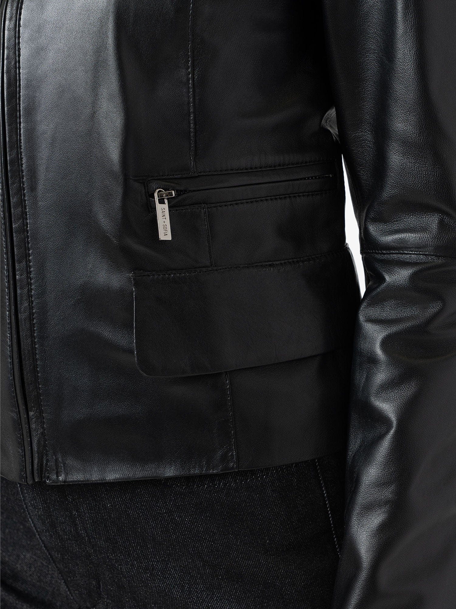 Blane Leather Jacket Black - Women's Leather Jackets | Saint + Sofia® EU